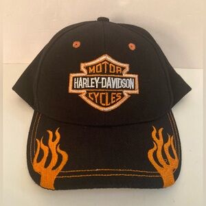 Harley Davidson patch & flame baseball cap unisex